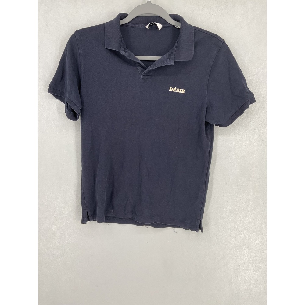 Sandro Mens Polo Shirt Navy Blue Embroidered Desir Logo Pique S - Picture 2 of 9